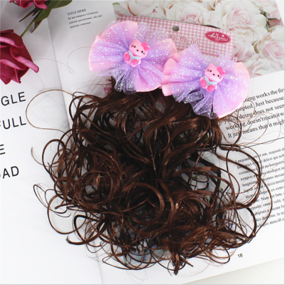 Baby Girl Cute Wig Bow Princess Barrettes Curly Hair Children Stylish Hair Accessories Head Accessories Wholesale