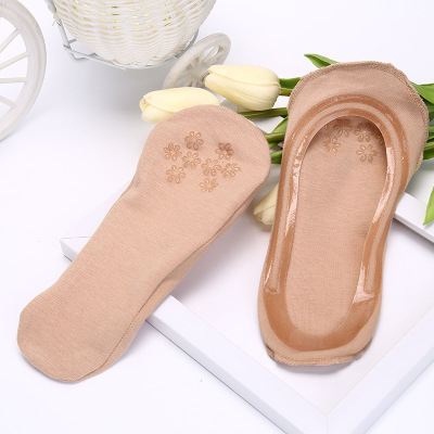 All Cotton Low Cut Socks Korean Women's Invisible Socks 360 Degrees One Circle Non-Slip Silicone Low Cut Sock Female Factory Direct Sales