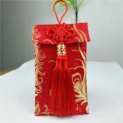 Wholesale Fabric Red Envelope Wedding Red Envelope Alloy Xi Character Accessories Multiple Patterns Large Ten Thousand Yuan Li Wei Seal Celebration Ceremony Products