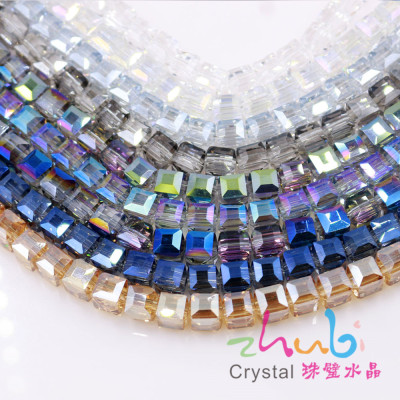 Factory Wholesale 8mm Large Hole Crystal Square Beads DIY Handmade Hair Ornament Material Beaded Door Curtain Bead Curtain Accessories