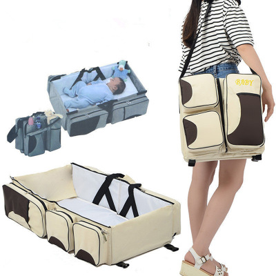 Baby Folding Bed Mummy Bag Portable One Shoulder Mom Bag Multi-Functional Large Capacity Portable out Bed in Bed Bags