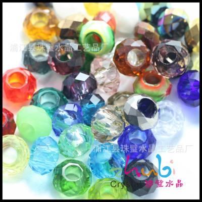 Factory Wholesale Artificial Crystal Beads Ornament Accessories Large Hole Glass Beads 14mm without Tube Core