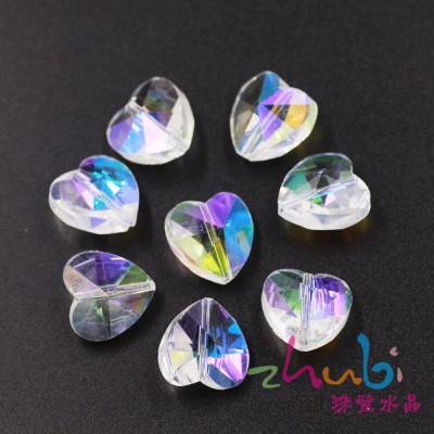 Factory Wholesale Crystal Pendant 10mm Heart Pendant Medium Hole Pressed Crystal Crafts DIY Earring Material