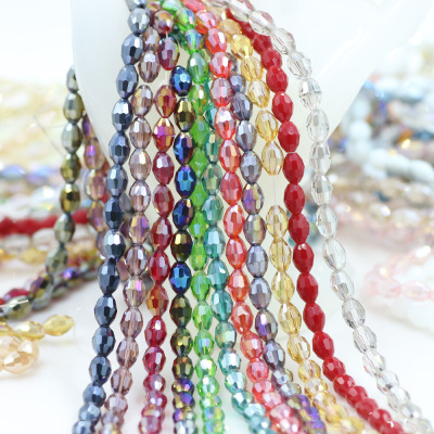 6*8 Crystal Glass Beads Electroplated Color DIY Handmade Beaded Wholesale Factory Direct Supply Ornament Accessories Scattered Beads