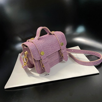 Mini 2021 Summer New Fashion Stone Pattern Small Square Bag Double Belt Lock Pu Women's Bag Shoulder Crossbody Bag
