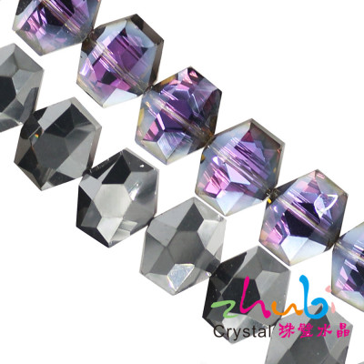 New Flat Hexagonal Crystal Micro Glass Bead 12*14 White Electroplated Color Customized Handmade Beaded DIY Ornament Accessories