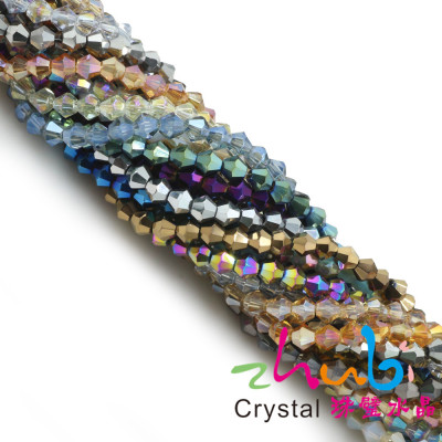 Factory Direct Supply Artificial Crystal Beads Tipped Bead/3/4/6/8mm Rhombus Bead Electroplating DIY Bracelet String Beads Material