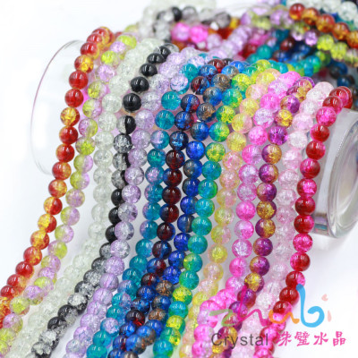 Factory Wholesale 8mm Two-Color Glass Chipping Beads Crack Bead Floral Beads Glass Paint Beads DIY Ornament Accessories