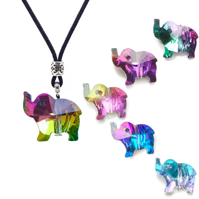 Hot-Selling New Arrival 18mm Elephant Crystal Necklace Pendant Wholesale DIY Handmade Earring Bracelet Small Jewelry Accessories