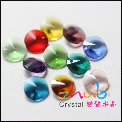 Hot Sale 8mm Colorful Single Hole Crystal Glass Satellite Shaped Rhinestone DIY Ornament Clothing Accessories Earrings Necklace Pendant