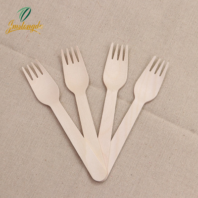 Birch Products Disposable  Fork Wooden Spoon  Can Carve Writing Customized Packaging