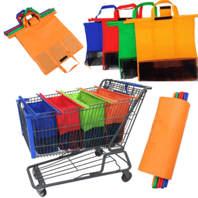 Best Seller in Europe and America Supermarket Trolley Shopping Bag Portable Folding Thermal Insulation Non-Woven Shopping Bag 4-in-1 Set