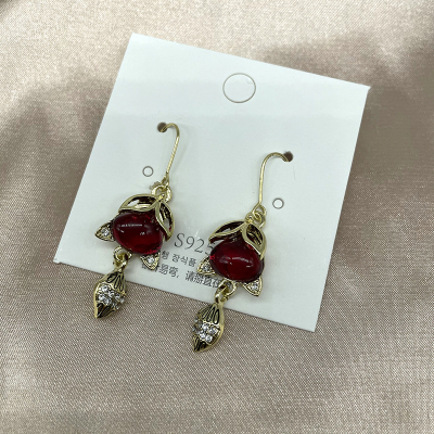 Korean Earrings Personality Fox Ear Hook 2021 New Fashion Temperamental Popular Inlaid Zircon Colored Glaze Ear Rings Female