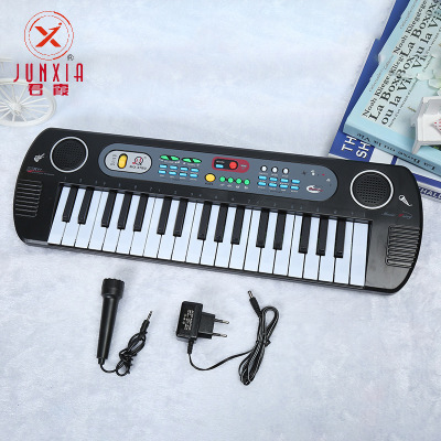 Junxia New 37 Key Children's Electronic Keyboard Puzzle Playing Musical Instrument Beginner Practice Piano Smart Black Piano
