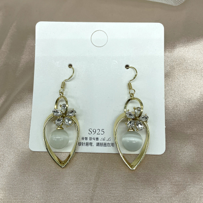 Opal Water Drop Earrings Korean Graceful Online Influencer Ear Hook Earrings Fashion Generous and Personalized Design Earrings Women