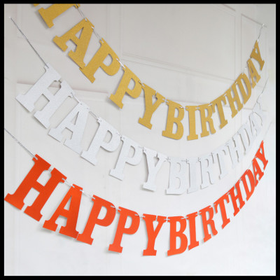 Glitter Glitter Paper Glitter Birthday Pulling Banner Birthday Party Decoration Pull Flag Wholesale