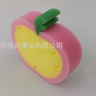 Pink Apple Creative Cartoon Fruit Shape Bath Sponge Single Bag Bath Cleaning Sponge Bath Sponge Foaming Fast and Even