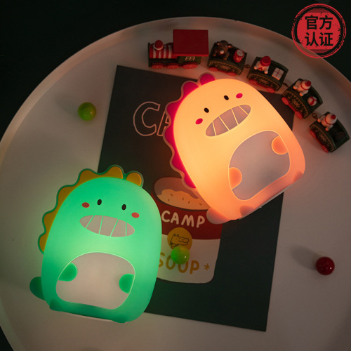 foreign trade exclusive for new ppd4 dinosaur silicone night lamp cute cartoon racket color silicone dinosaur night light