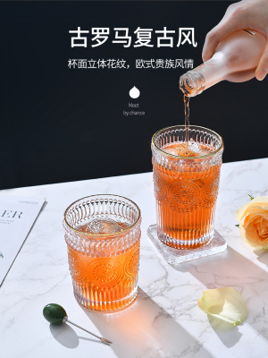 Japanese Style Hammer Pattern Embossed Golden Trim Glass Transparent Heat Resistant Drinking Cup Home Beer Mugs Internet Celebrity Cup