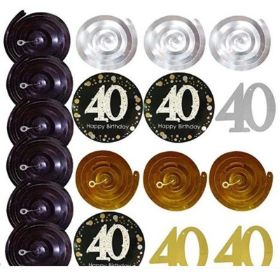 Amazon Spiral Ornaments 12-Piece Set 40 Th Birthday PVC Spiral Ornaments Hanging Flag Decoration Birthday Party Layout