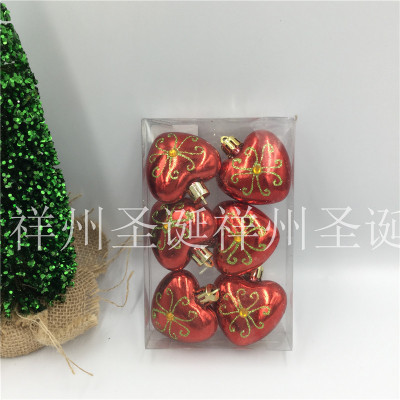 Factory Direct Sales Christmas Decoration Christmas Gift Christmas Pendant Electroplating Shaped Pendant Peach Heart