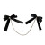 Small Exaggerated Lolita Girl Black Red Bow Pearl Tassel Streamer Bow a Pair of Hairclips Hair Clips Hair Accessories