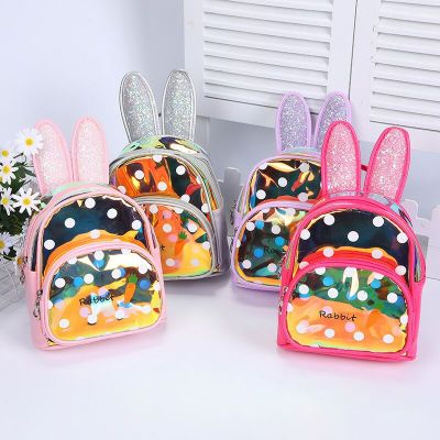 Factory Direct Sales New Love Fashion Girls' Bags Wholesale Cute Polka Dot Transparent Bow Backpack Backpack
