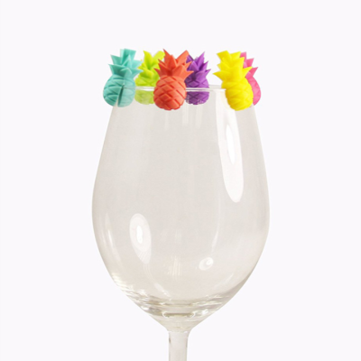 Creative Silicone Pineapple Wine Glass Mark Party Wine Glass Drink Recognizer Cup Distinguish Mark Sign Six Per Set