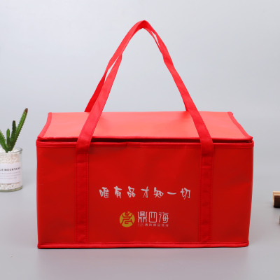 Takeaway Nonwoven Fabric Themo-Insulation Bag Customized Logo Restaurant Food Delivery Insulated Bag Wholesale Picnic Portable Lunch Bag