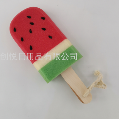 Big Watermelon Popsicle Bath Sponge Creative Fruit Ice Sucker Modeling Bath Spong Mop Cleaning Bath Sponge Foam