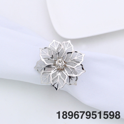 Cross-Border Hot Sale Napkin Ring Flower Diamond Napkin Ring Napkin Ring Hotel Supplies Cross-Border Supply Flower Napkin Ring