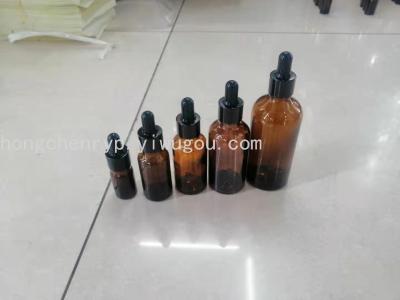 [Factory Direct Sales] 50 Ml 75 Ml Black Glue Head Glass Dropper Brown Essential Oil Bottle Glass Packaging