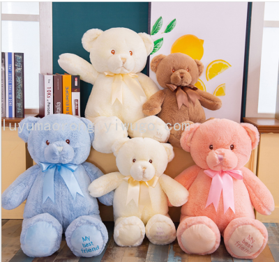 Creative New Cute Teddy Bear Plush Toy Bow Tie Pockets Bear Doll Doll Big Bear Doll Gift Wholesale