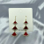 2021 New Tassel Long Red Scallop Earrings Triangle Fan All-Match Crystal Zircon Boutique