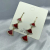 2021 New Tassel Long Red Scallop Earrings Triangle Fan All-Match Crystal Zircon Boutique