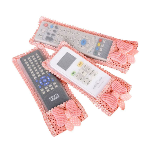 amazon bear fabric lace tv air conditioner remote control cover bow protection cover remote control bag.