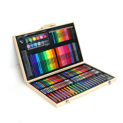 180 New Wooden Box Painting Kit Child Student Watercolor Pen Art Painting Set
