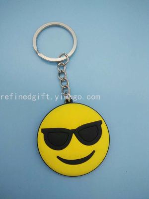 Creative Smiley Face Keychain Colorful Red Jewelry Hang Decorations Student Bag Decorative Pendant PVC Keychain Pendant