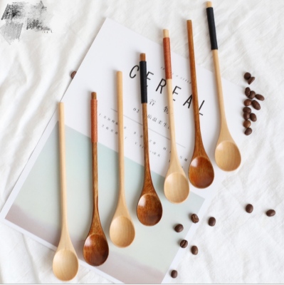 Cy Customized Carved Logo Creative Binding Wire Stirring Honey Wooden Spoon Creative and Japanese Style Long 