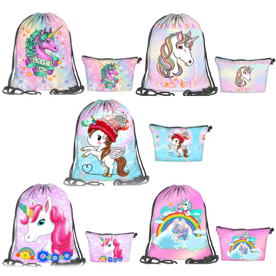 Factory in Stock Backpack Drawstring Cloth Bag Customizable Logo Best Seller in Europe and America Unicorn Bag Sports Drawstring Bag