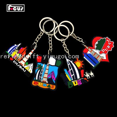 Dubai PVC Keychain 3D Stereo Doll Pendant Keychain Cartoon Car Key Ring Key Chain Customization