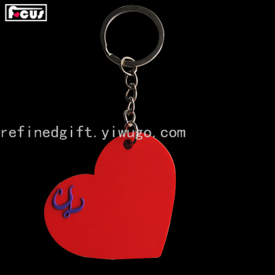 New Custom PVC Red Heart Keychain Flexible Rubber Key Chain Epoxy Keychain Drops Soft and Pendant