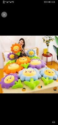 New Internet Celebrity Same Cartoon Smiley Flower Bedside Cushion Plush Toy Sunflower Sofa Cushion Wholesale H