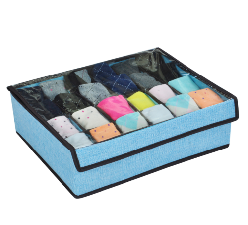 transparent cover 24-grid underwear storage box