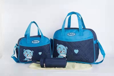 Cartoon Bear Baby Diaper Bag Multi-Functional Maternity Storage Maternity Bag Large and Small Four-Piece Mom Bag