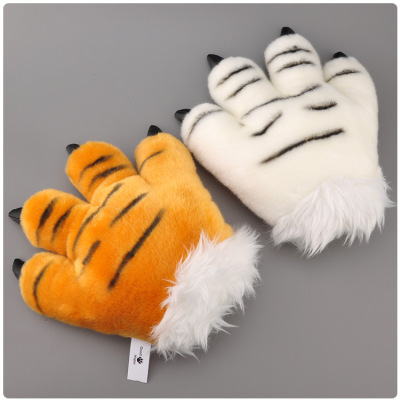 Simulation Ranunculus Chinensis Props White Tiger Doll Animal Gloves Children's Plush Toys Zoo Same Style with Mall