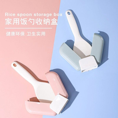 Stand-Able Meal Spoon Storage Rack Meal Spoon Automatic Opening and Closing Meal Spoon Dirt-Proof Cover Household Large Rice Spoon Meal Spoon Set Wholesale