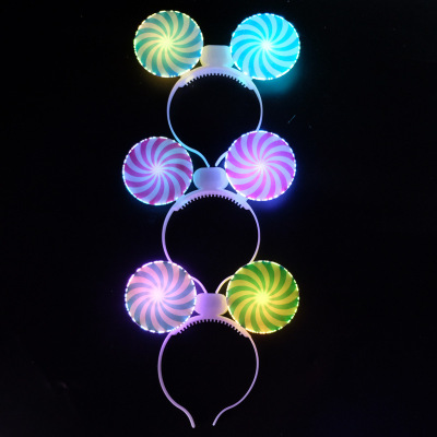 New LED Flash Headband Light-Emitting Lollipop Headband Flash Optical Fiber Lamp Night Market Stall Supply Light-Emitting Toys