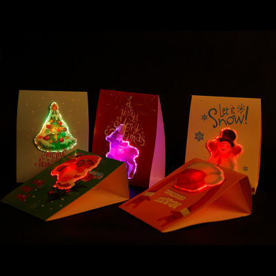 New Christmas Luminous Optical Fiber Lamp Table Ornaments Snowman Adhesive Christmas Tree Luminous Modeling Light Table Ornaments Luminescent Lamp