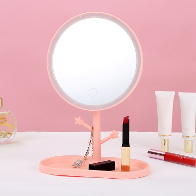 Smart Makeup Mirror Wholesale Multi-Functional Simple Touch-Able Desktop Makeup Mirror Luminous Mirror Can Be Customized